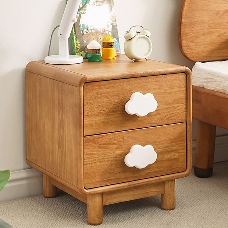 Solid Wood Kids Bedside Table Modern Simple Nightstand With 2 Drawers