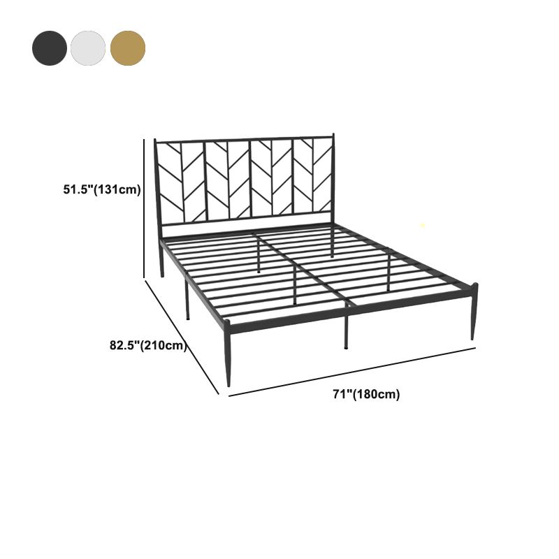 Scandinavian Iron Frame Bed with Open-Frame Headboard and Tall Clearance