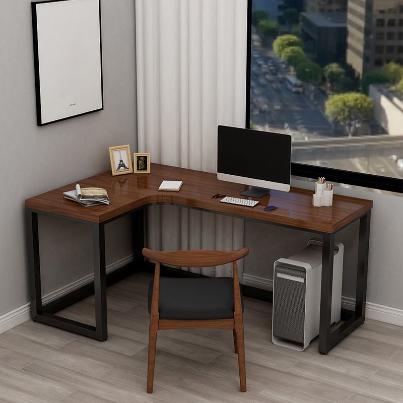 Industrial Style Writing Desk Solid Wood L-Shape Office Desk