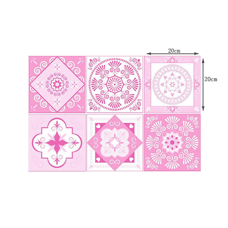 Adhesive Bohemian Flower Wallpaper Panels in Pink Washroom Wall Covering, 11.6-sq ft