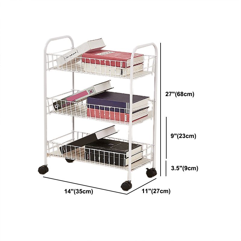 Stainless Steel Bookshelf, Multi Tiers Contemporary Bookcase for Home with Caster