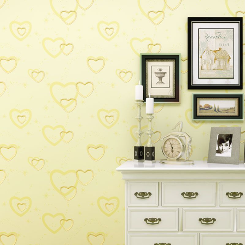 Moisture-Resistant Loving Heart Wallpaper Roll 19.4 sq ft. Minimalist Wall Decor for Kids Bedroom