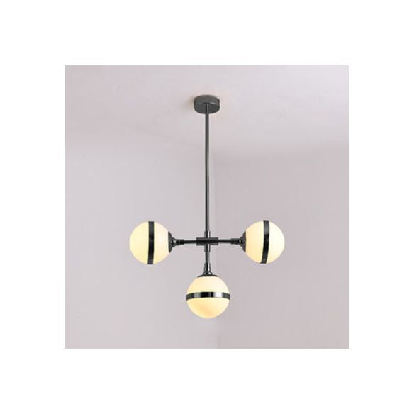 Globe Shade Chandelier Contemporary 3/5 Lights Milk Glass Hanging Light in Gold for Dining Room