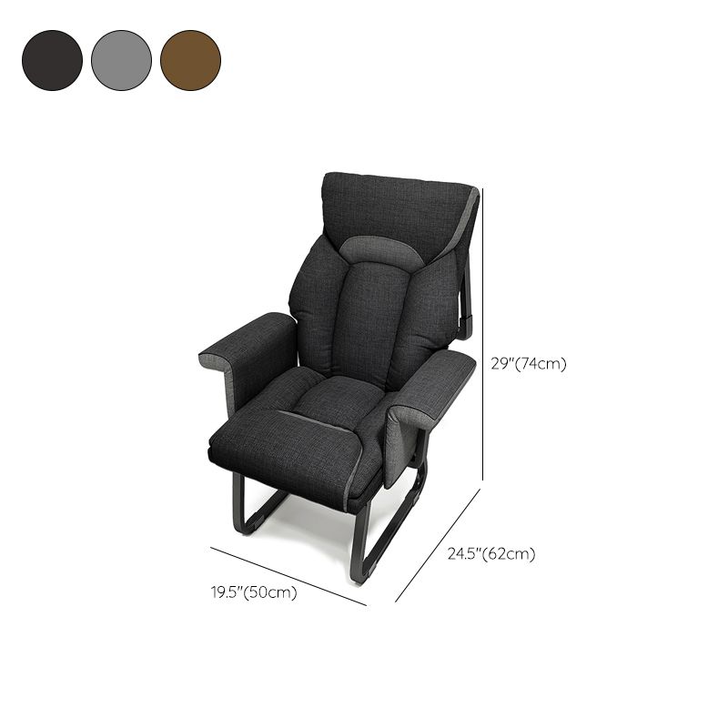 Contemporary Recliner Chair Indoor in Linen Blend/ Faux Leather