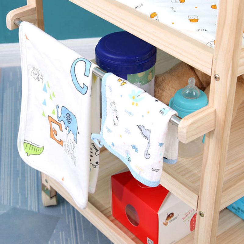 Wooden Changing Table for Home, Movable Baby Changing Table with Safety Rails