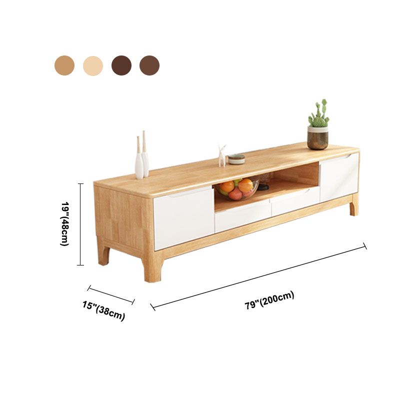 Modern TV Stand with Storage Cabinets, TV Stand in Wooden Tone