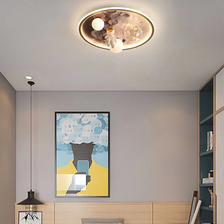 LED Modern Metal Flush Mount Ball Shape Ceiling Light with Acrylic Shade for Living Room