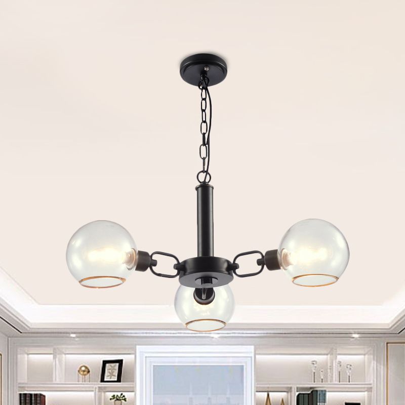 Post Modern Globe Shade Chandelier 3/6 Light Ceiling Pendant in Black/Gold/White for Living Room