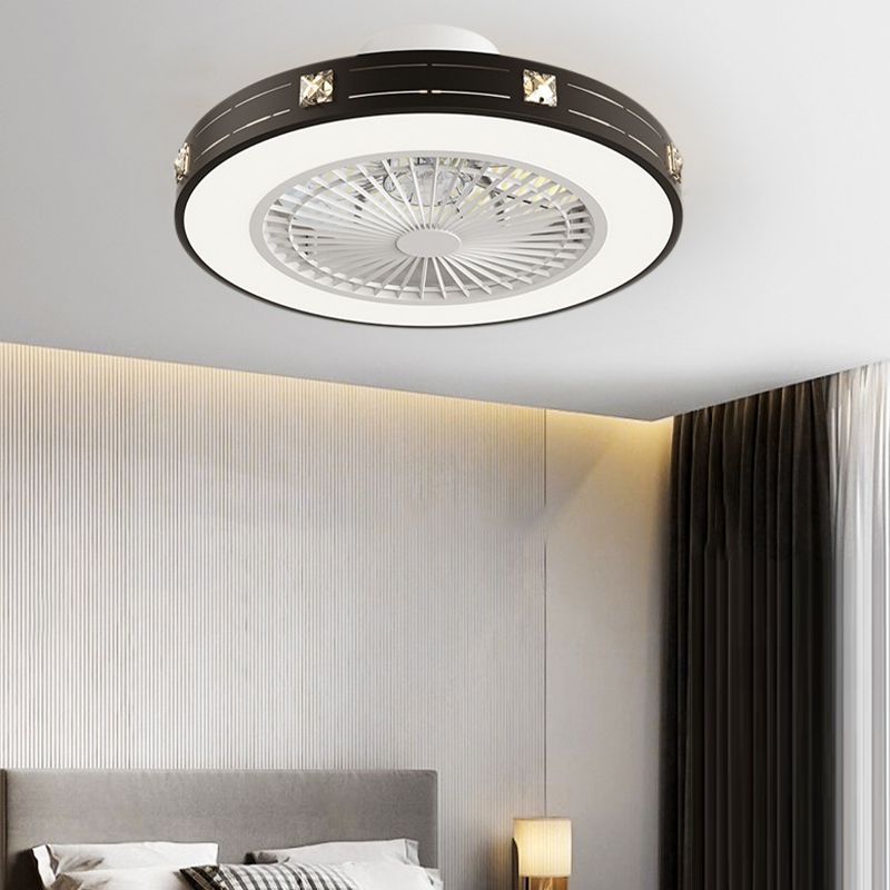 Circular Metal Ceiling Fan Modern 1 Light Ceiling Mount Fans Fixtures for Living Room