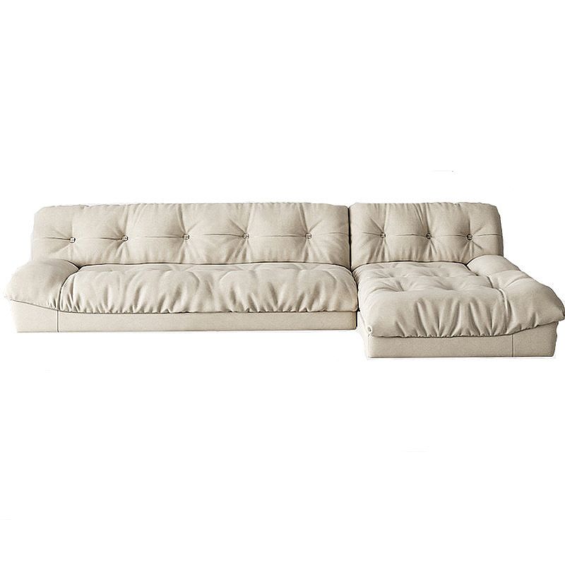 Tufted Backrest Sectional Sponge Padded Armless Off-white Sofa