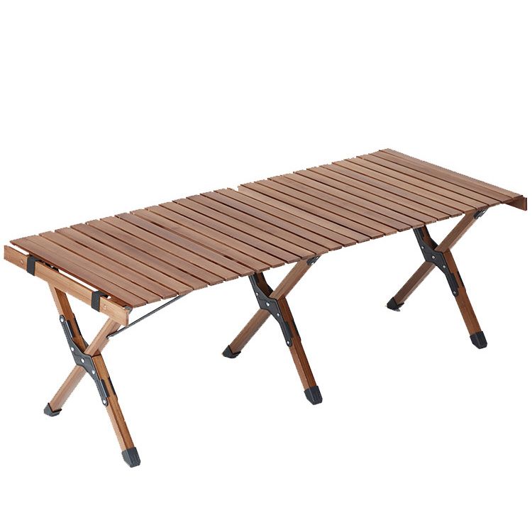 Contemporary Rectangle Brown Camping Table Foldable Removable Bamboo Camping Table