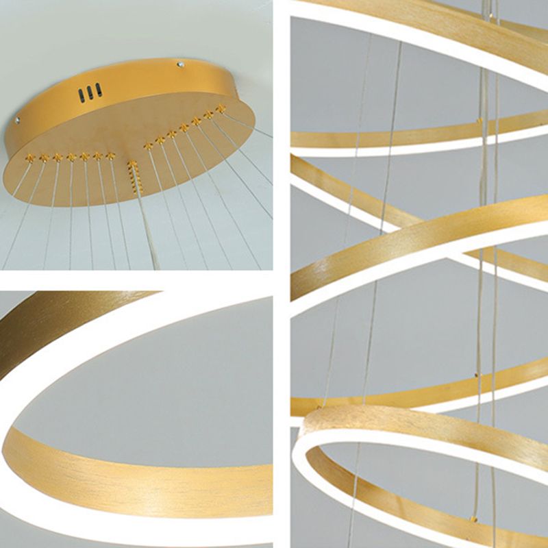 LED LED LED Chandelier Pendant Light Simplicity Chandelier Lightture avec cercles Metal Shade