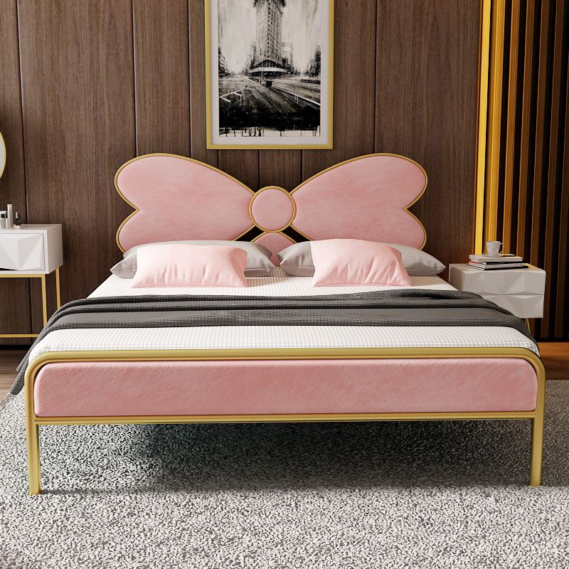 Upholstered Metal Bed Frame for Girl Modern Wire-Grid Standard Bed