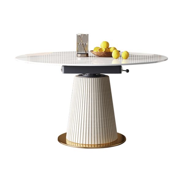 Sintered Stone Top Round Table for Restaurant Luxury Dining Table with Pedestal Base