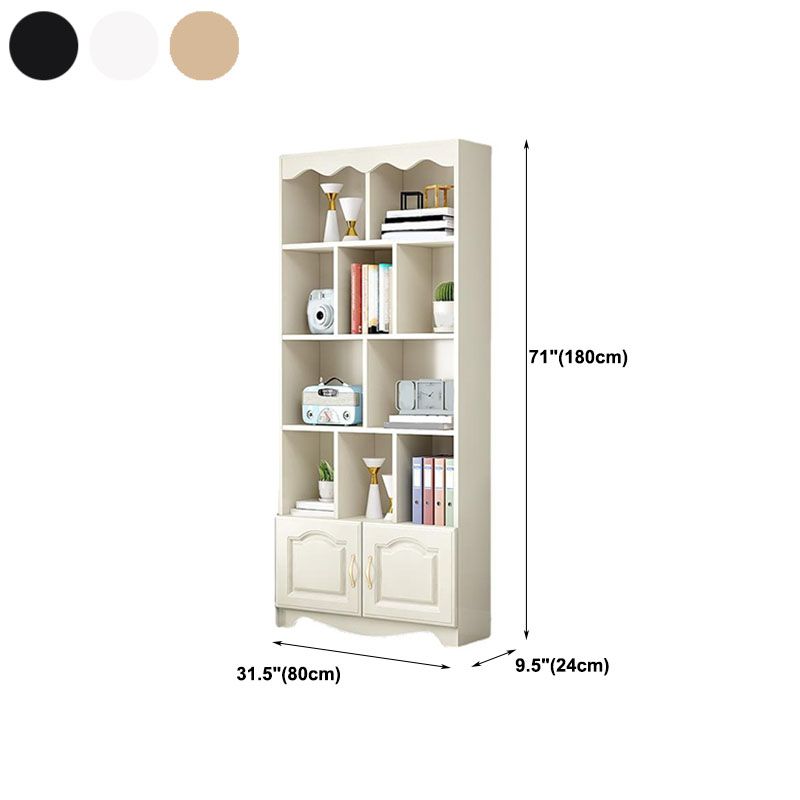 Modern Solid Engineered Bookcase White Geometric Bookshelf for Living Room