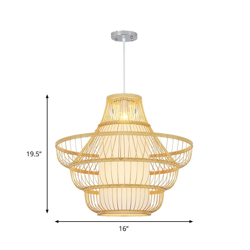 Pargante colgante de colgante de jarro de 16 "/19.5" bambú modernista 1 bulbo de madera kit de luz colgante