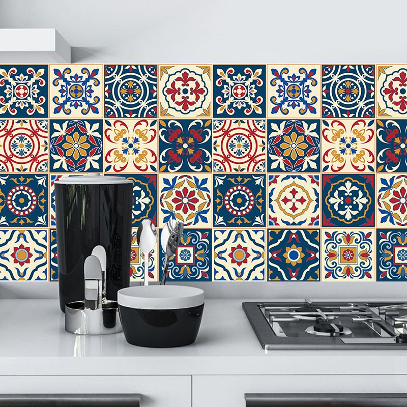 Self-Adhesive Flower Wallpaper Panels Bohemian Style PVC Wall Covering, 8' L x 8" W