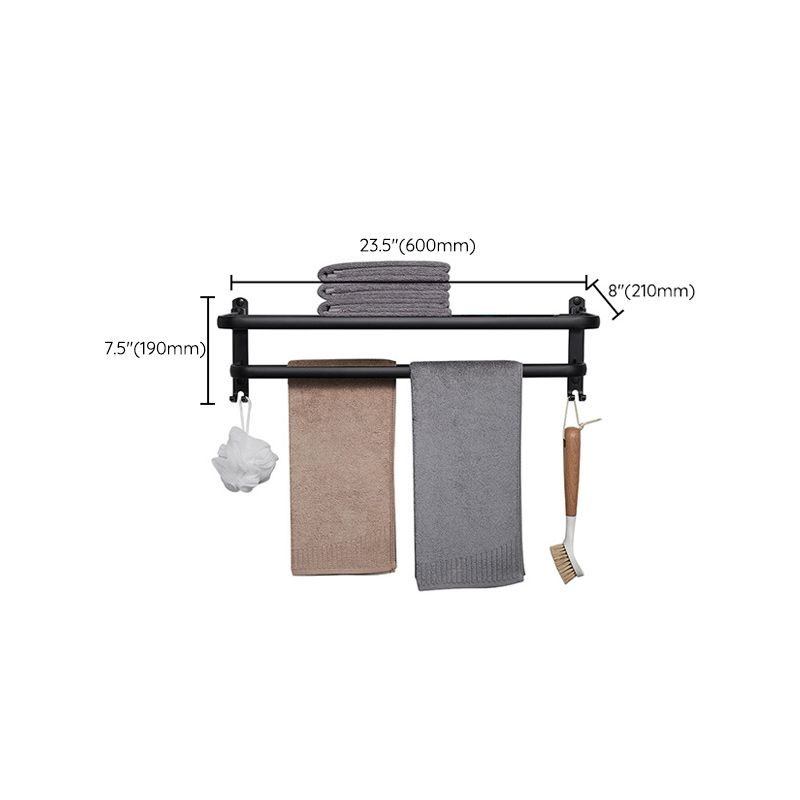 Modern Aluminum Bathroom Accessory Set Matte Black Bath Shelf/Towel Bar/Paper Holder