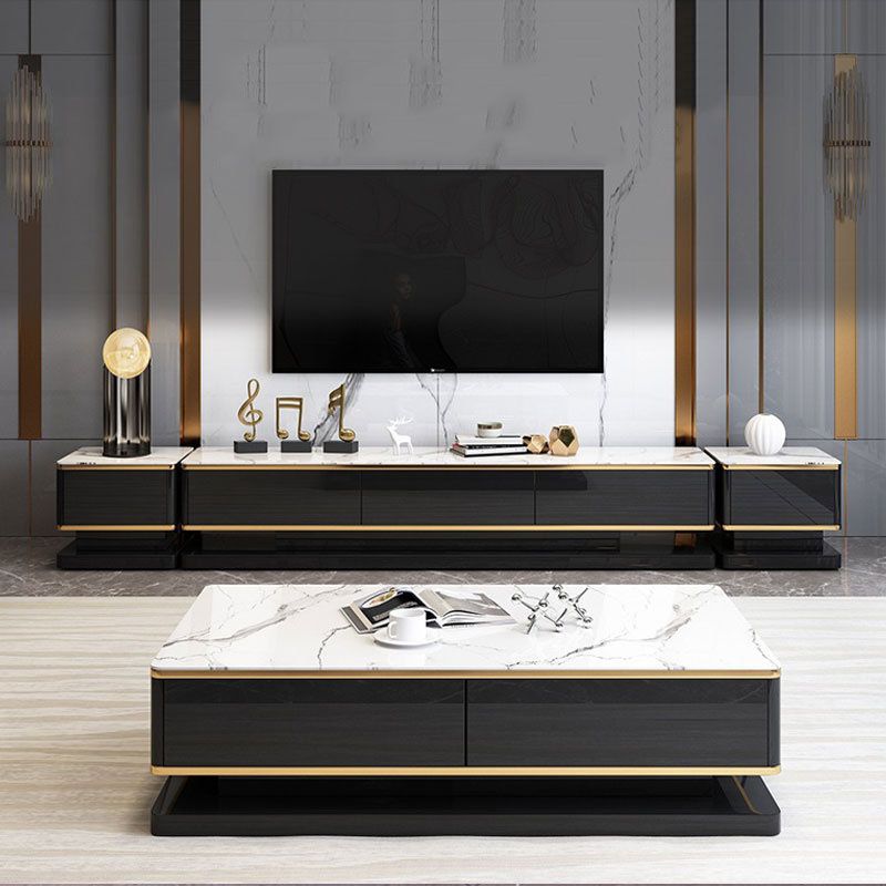 Luxurious 3-Drawer TV Stand Console 16.54-Inch H Glass TV Console