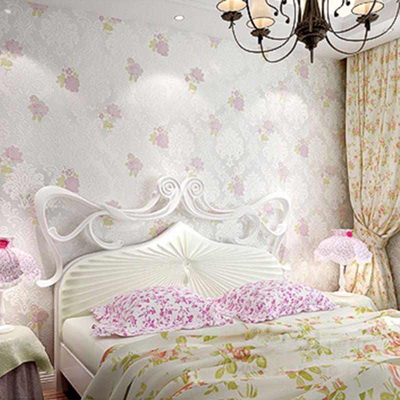 Light Color Romantic Fresh Embossed Flower Design Wallpaper, 33 ft. x 20.5 in, Non-Pasted