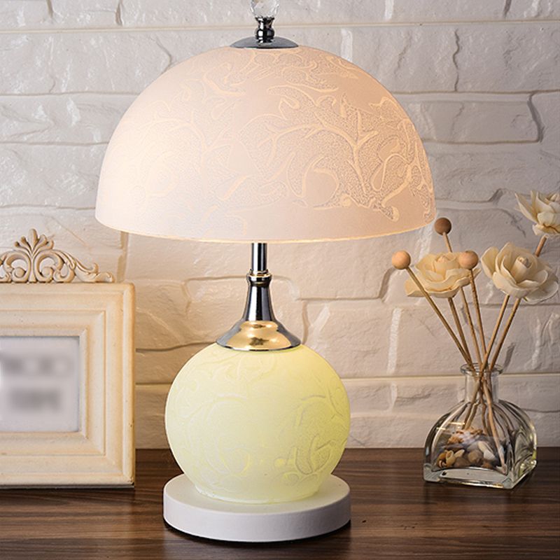 Dome Table Lamp Contemporary Glass 2-Light Nightstand Lamp for Bedroom