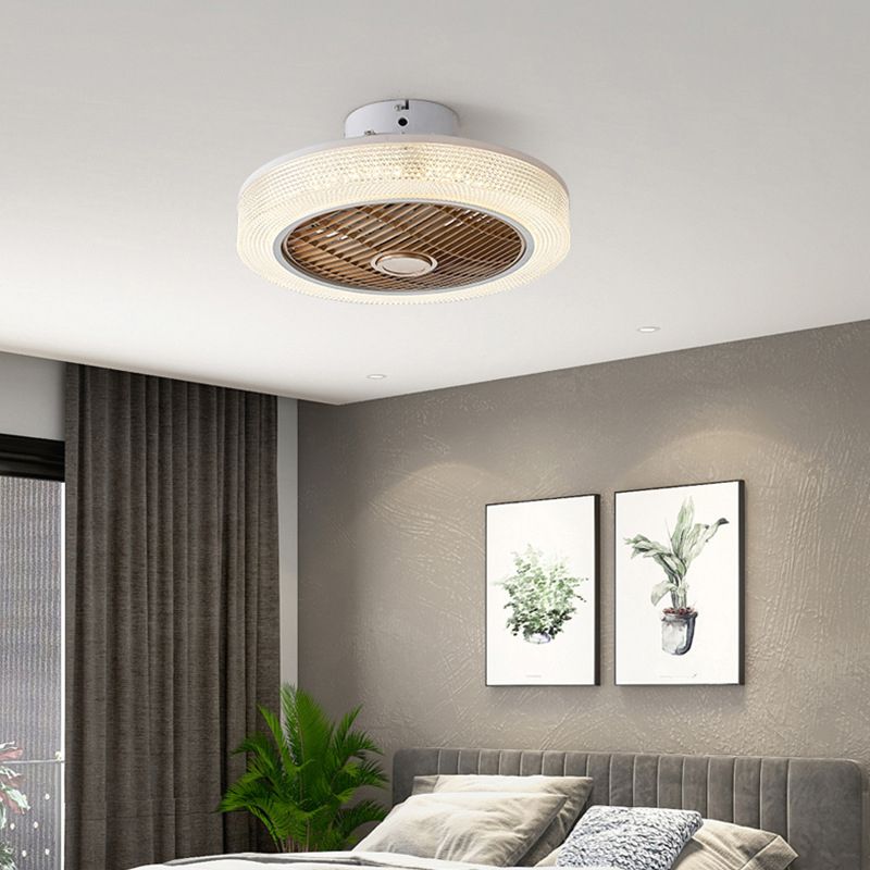 Single Polished Ceiling Fan Lamp LED Shaded Ceiling Fan Light for Living Room