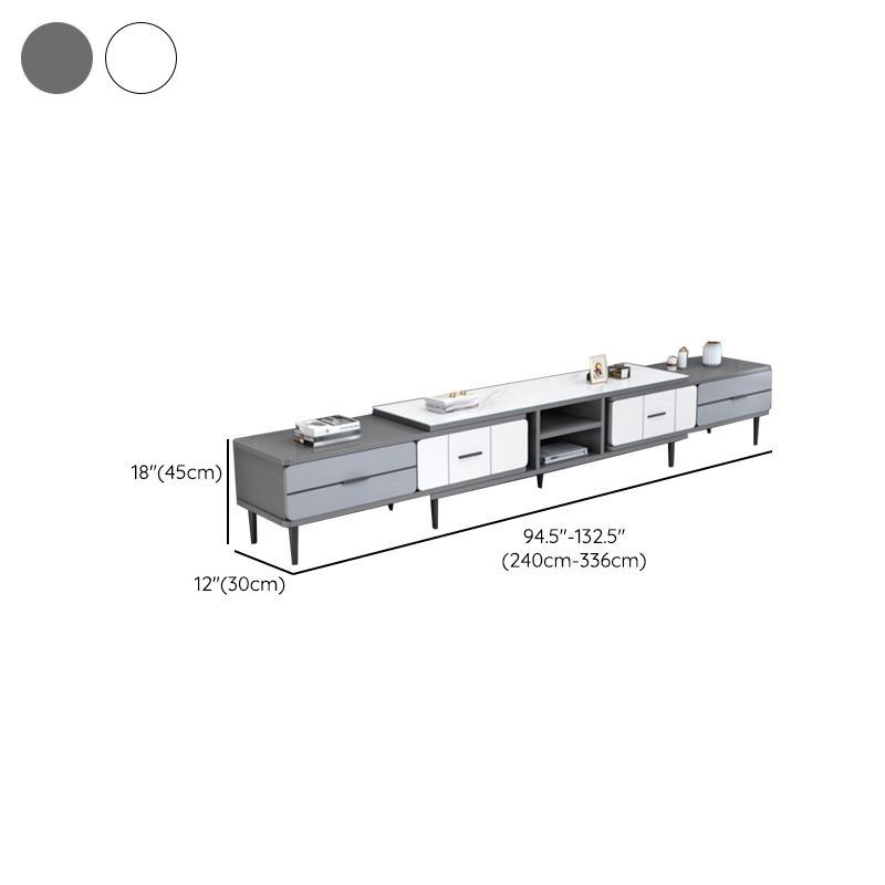 Glass TV Stand Console Contemporary Media Console with Drawers