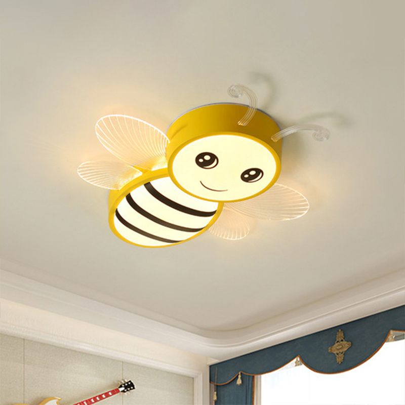 Metal Bee Flush Mount Ceiling Lighting Fixture Kids Style LED Close To Ceiling Lamp