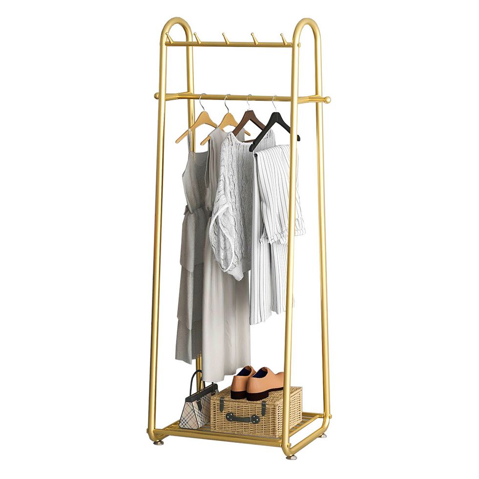 Modern Free Standing Storage Shelve Metal Coat Rack with Hooks