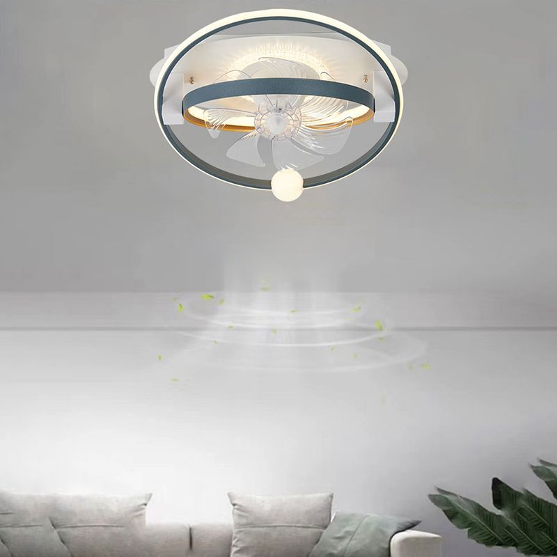 Metal Round Shape Ceiling Fan Modern Style 4 Lights Ceiling Fans Fixtures