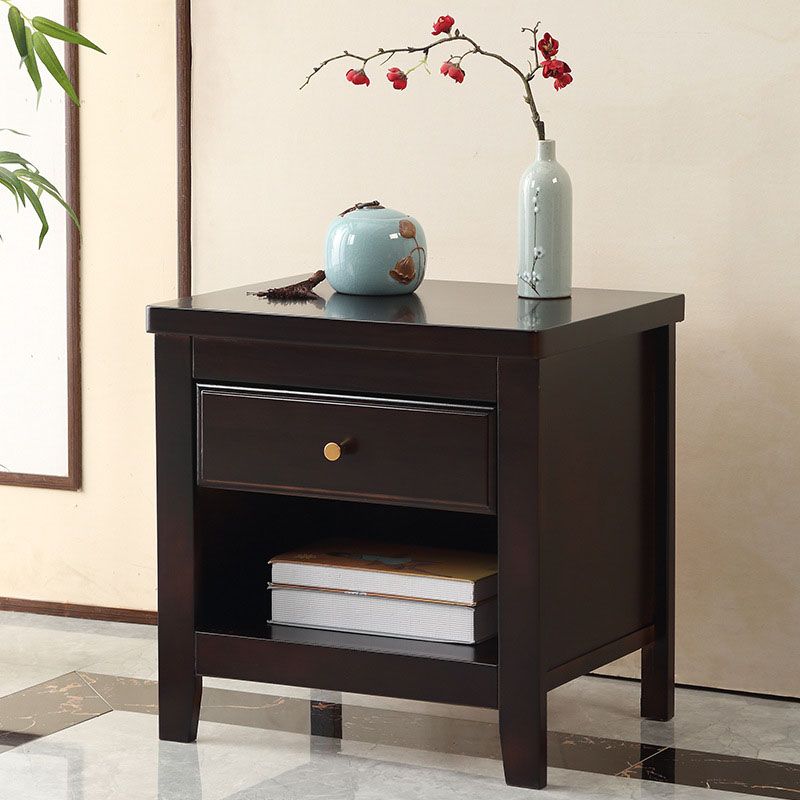 Modern Bed Nightstand Drawers Included Rubber Wood Night Table for Bedroom