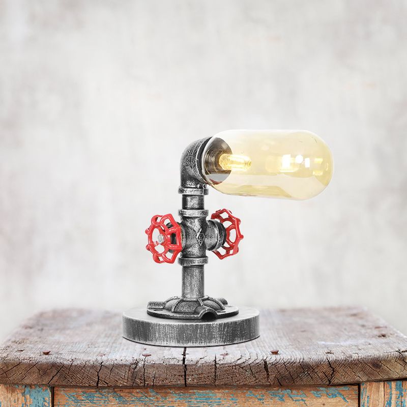 1/4/5-Bulb Capsule Shade Table Ligting Industrial Clear/Amber Glass Night Lamp for Bedroom