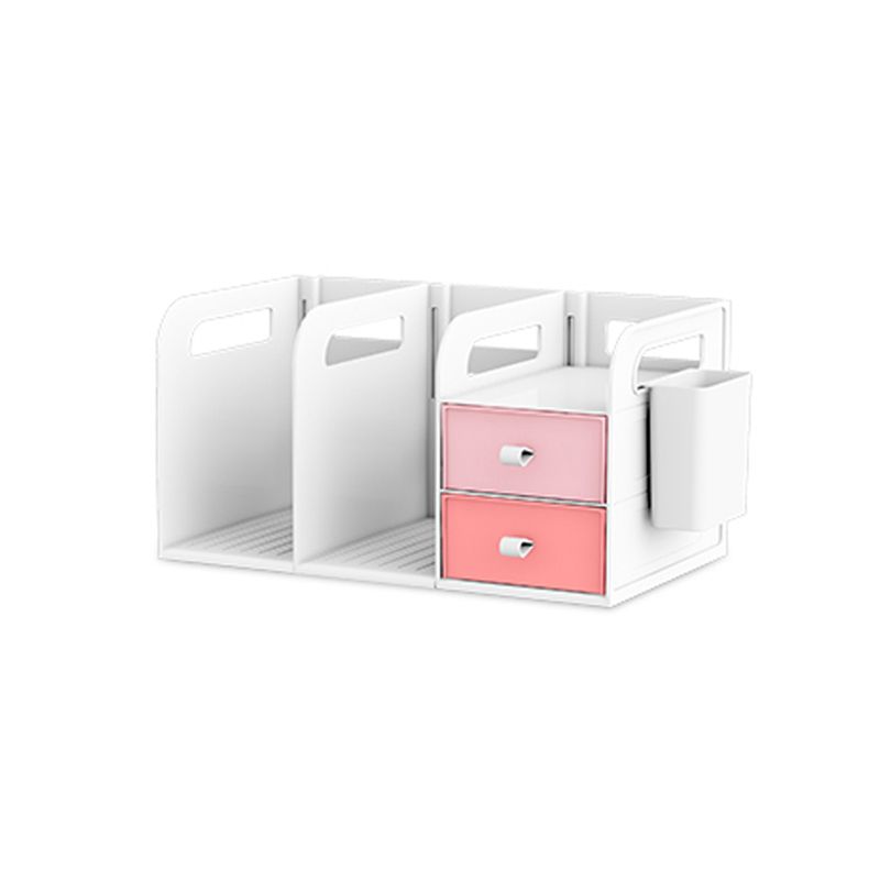 Plastic Bookshelf Contemporary Bookcase with Drawer for Home Office