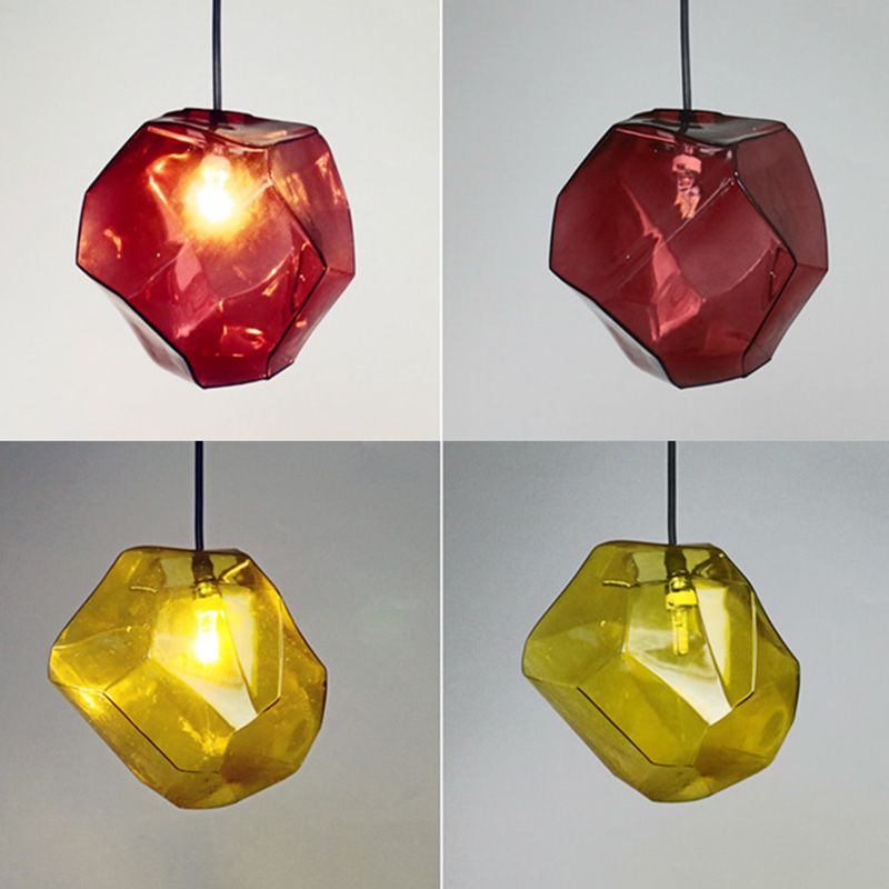 6-Colors Optional Stone Shaped Glass Hanging Light Nordic Style Simplicity Lighting Fixture for Bedroom