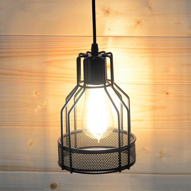 Industrial Classic Single Pendant Light Wrought Iron Hanging Lamp for Interior Spaces