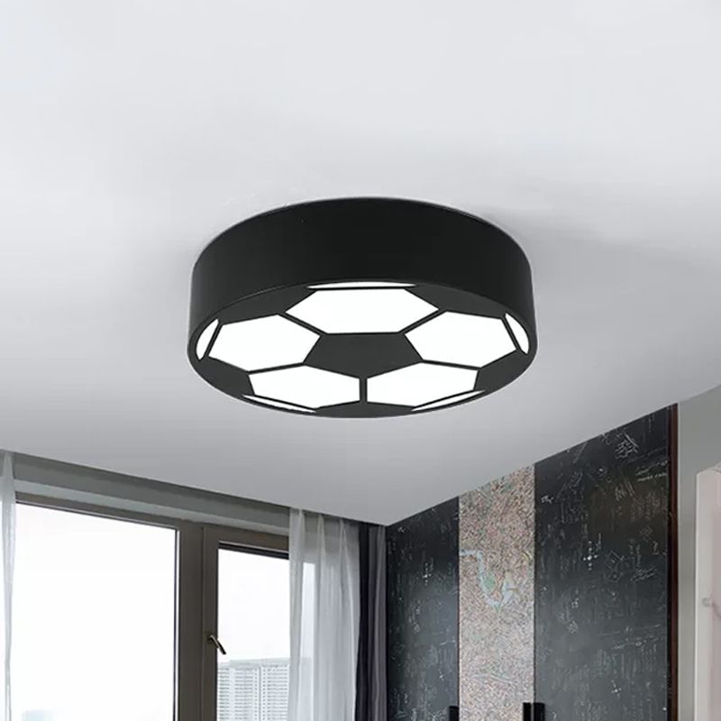 Rood/Geel/Blauw Voetbal Flushmount Children-Style LED Metal Flush Plafond Lamp met Acryl Schaduw