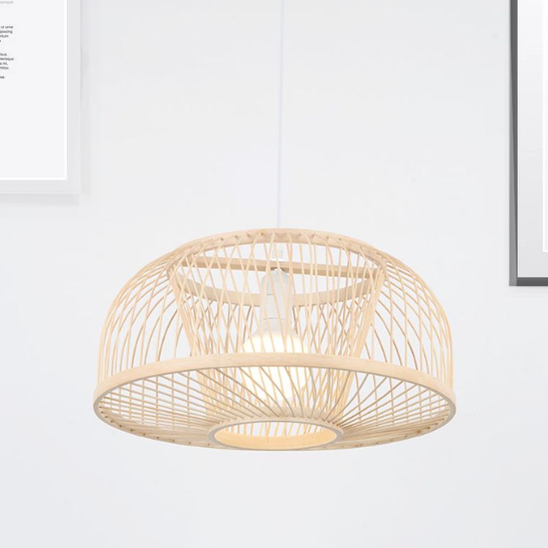 Luz de techo colgante abovedado Estilo asiático 1 Head Bamboo Lighting para sala de estar