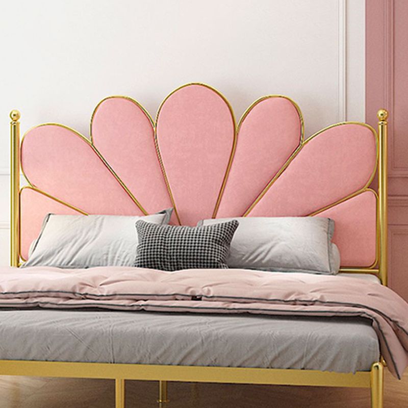 Upholstered Panel Bed Modern Metal Standard Bed with Headboard