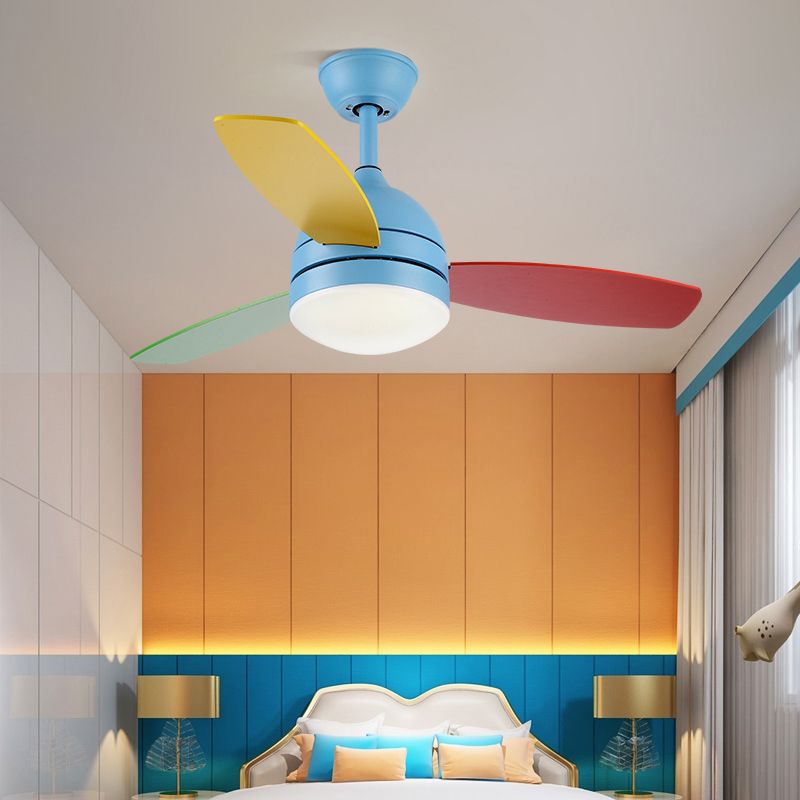 Dome Kindergarten Ceiling Fan Lamp Acrylic Macaron LED Semi Flush Mount Ceiling Light