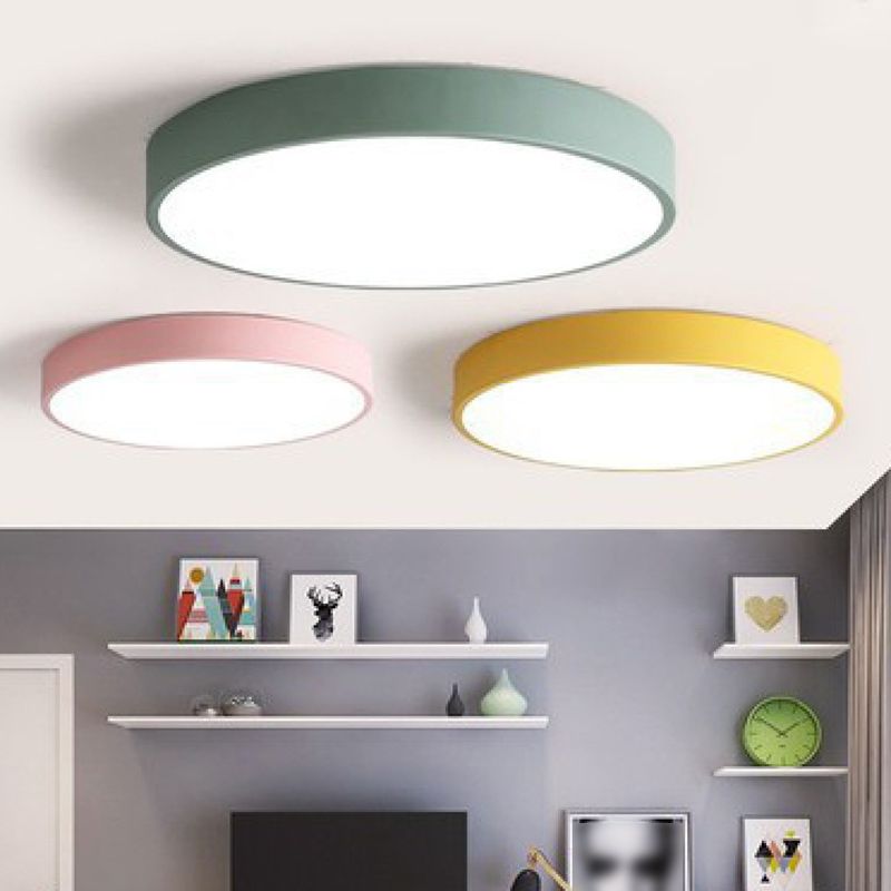 Nordic Macaroon Round Shade 1-Light Flush Mount Acrylic Flush Mount Light