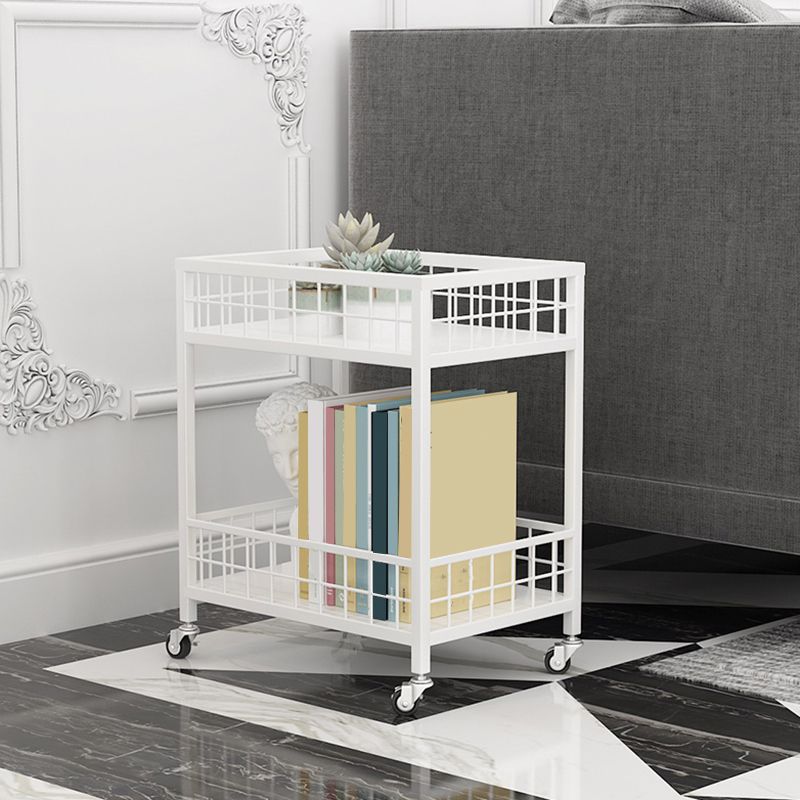 Open Back Metal Bookshelf Nordic Storage Bookcase with Casters