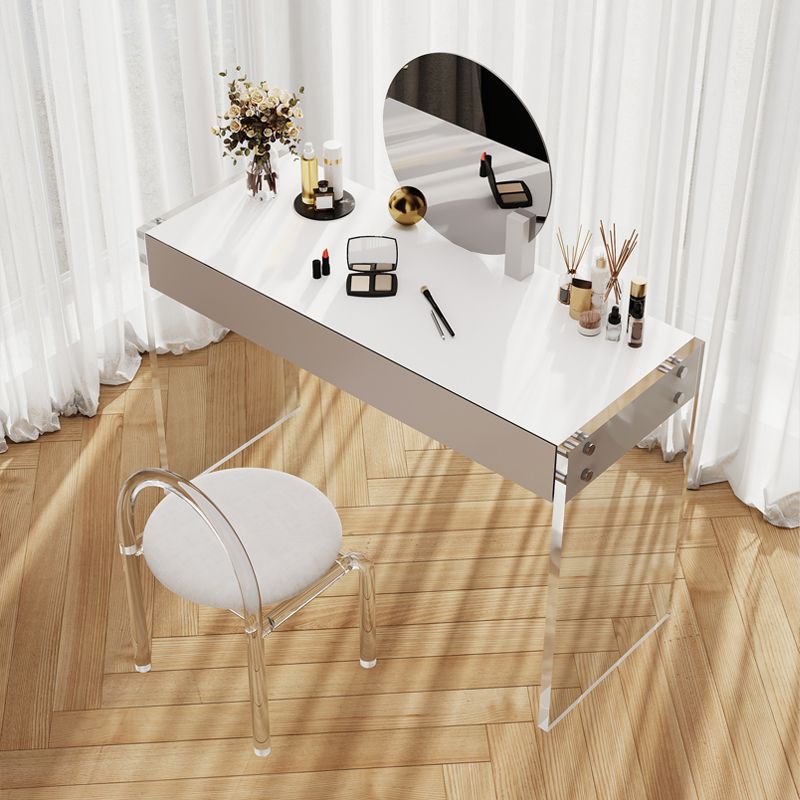 Plastic White Modern Drawers Included Vanity Dressing Table with Mirror