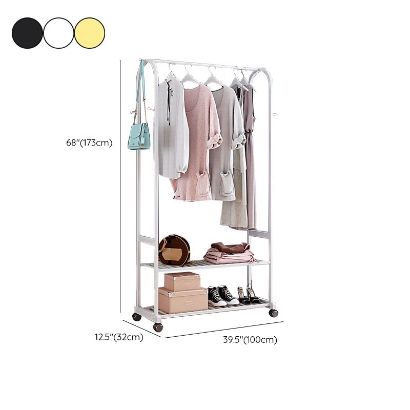 Contemporary Free Standing Coat Rack Storage Shelves Metal Coat Rack with Castors