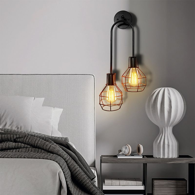 Industrial Style Iron Sconce Light Fixtures Ball Shape Wall Lighting Ideas for Bedroom