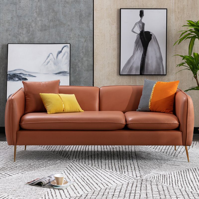 Modern Standard Faux Leather Sofa 3 Seater Square Arm Sofa for Living Room