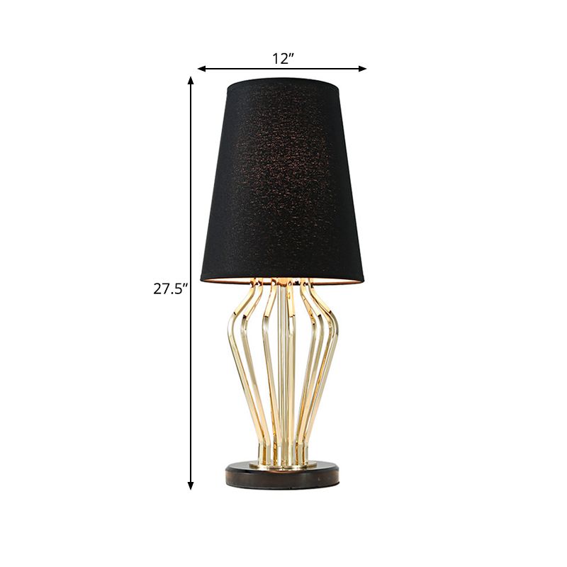 Fabric Black/White Table Light Barrel Shape 1 Light Traditional Reading Lamp for Bedroom, 8.5"/12" Wide