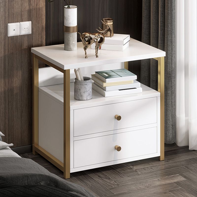 Drawer Storage Accent Table Nightstand Antique Finish Modern Bed Nightstand