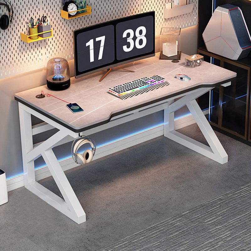 Industrial Gaming Desk Stone Sled Base Computer Desk , 23.62" Wide