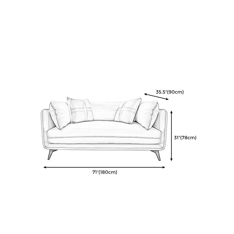 Modern Stain-Resistant Faux Leather Sofa Square Arm Sectional for Apartment