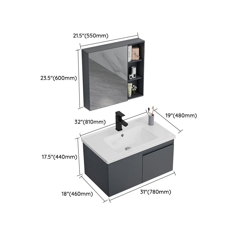 Wall Mounted Bathroom Vanity Modern Metal Vanity Set with Sink Included